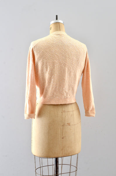 Vintage Sequined Peach Angora Sweater