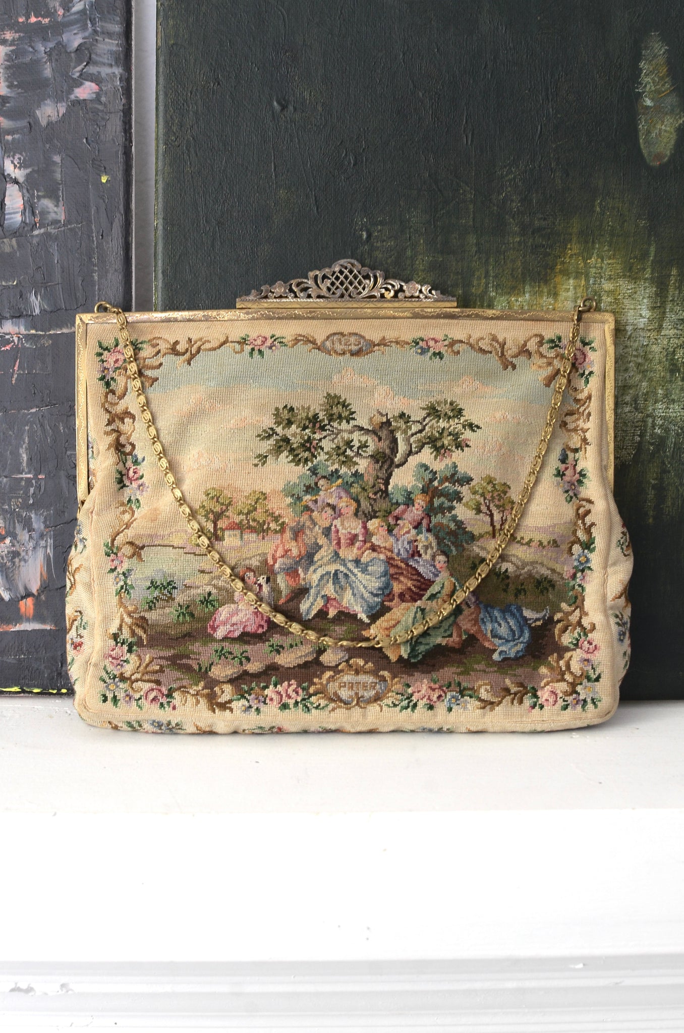 Antique Needlepoint Purse