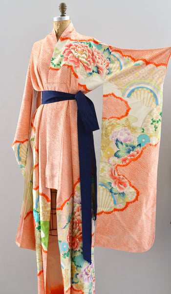 "Yudaina" Vintage Furisode Shibori Kimono