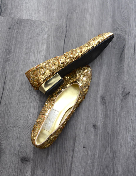 Vintage Gold Sequin Flats