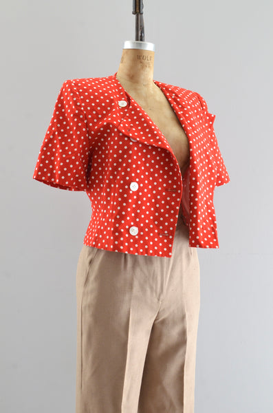 Polka Dot Cropped Jacket