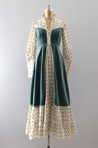 Gunne Sax Dress Green Velvet