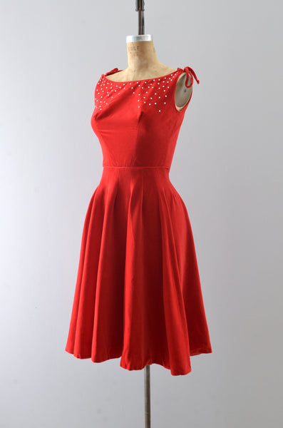 Vintage Emma Domb Red Velvet Dress | XXS