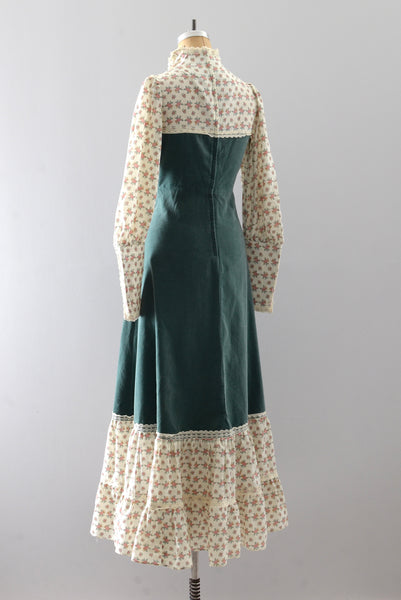 Gunne Sax Dress Green Velvet