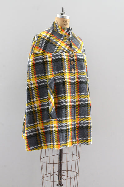 Vintage 1970s Plaid Cape