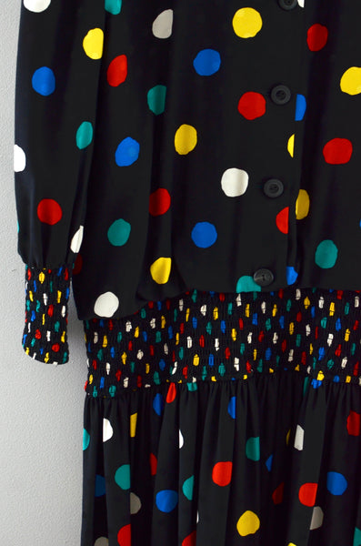 Vintage Silk Polk Dot Dress