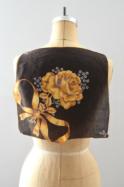 1950s Handkerchief Rose Ribbon