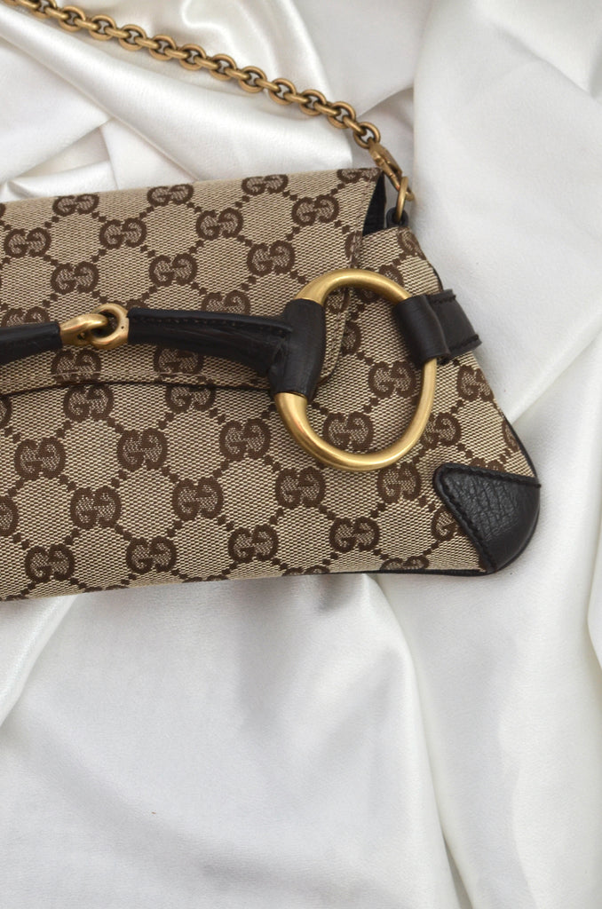 GUCCI Brown GG Monogram HORSEBIT Clutch Shoulder Bag TOM FORD ERA