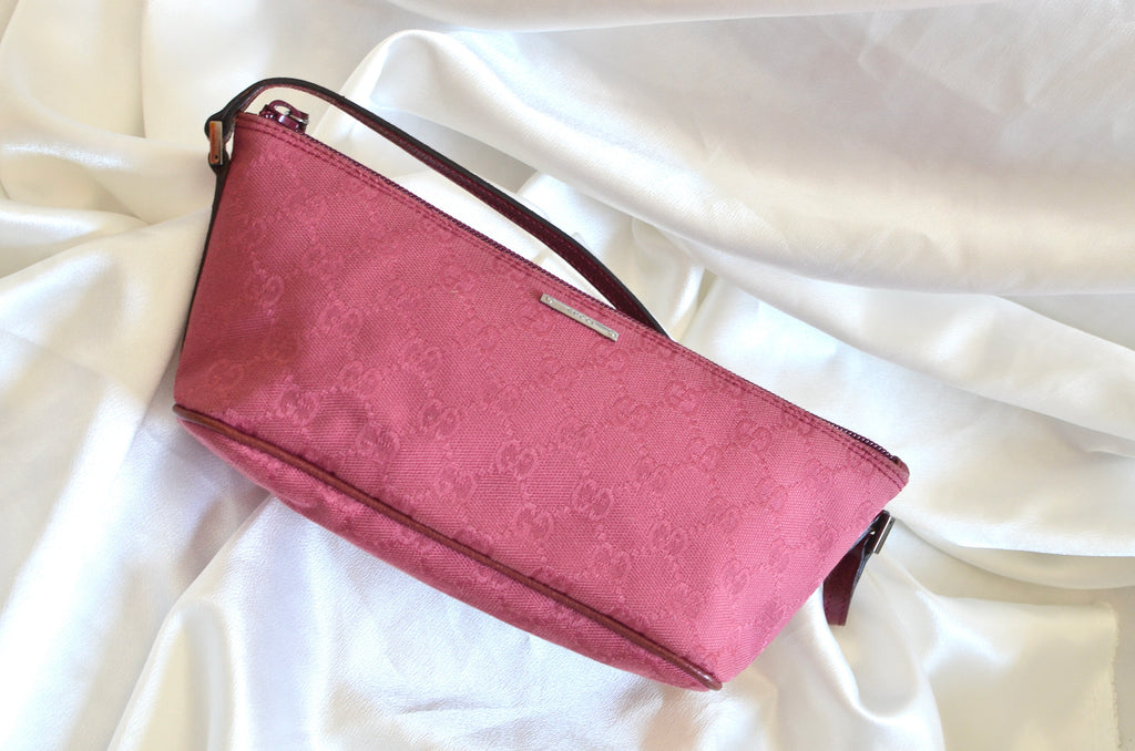 Gucci Monogram Boat Pochette Pink Trims., Luxury, Bags & Wallets