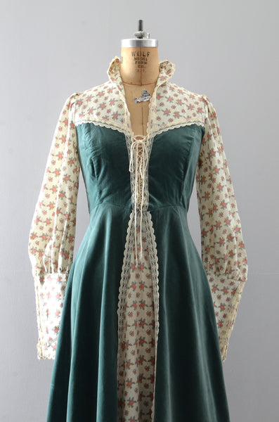 Gunne Sax Dress Green Velvet