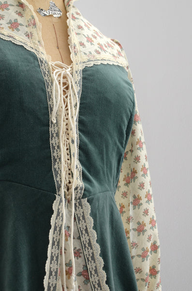 Gunne Sax Dress Green Velvet