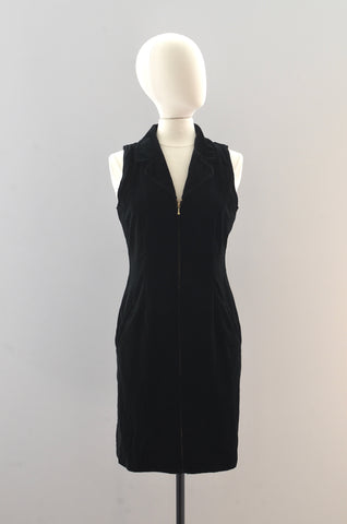 Vintage 90s Velvet Zipper Front Dress