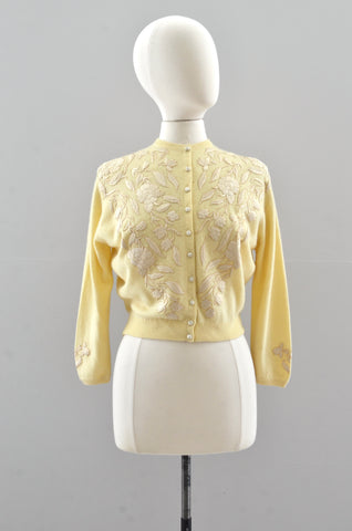 Vintage 1950s Pringle  Embroidered Sweater