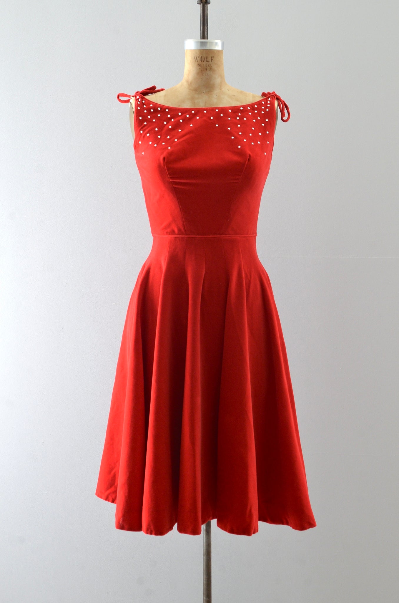 Vintage Emma Domb Red Velvet Dress | XXS