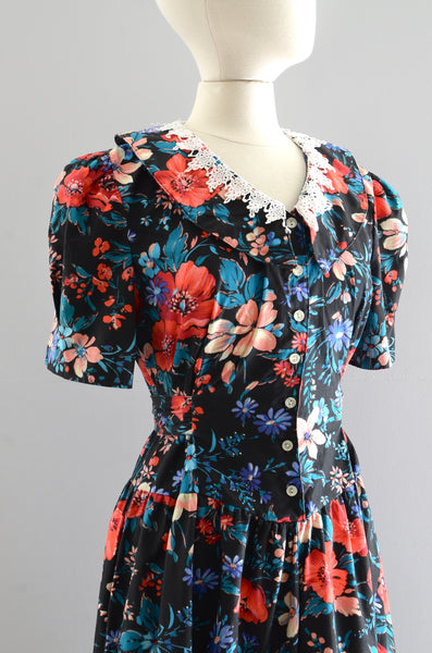 Vintage Dark Floral Dress