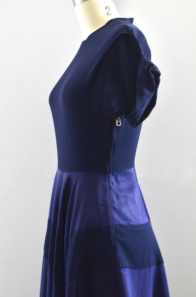 1940s Navy Blue Dress