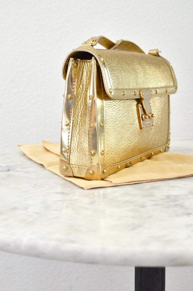 Gold Louis Vuitton Metallic Suhali Lockit MM Handbag – Designer Revival
