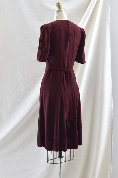 Vintage  1930's Plum Rayon Dress