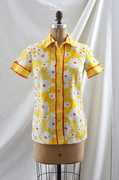 Vintage Yellow Floral Top