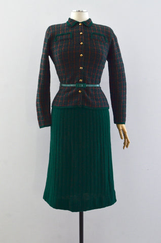 30's Green Knit Set