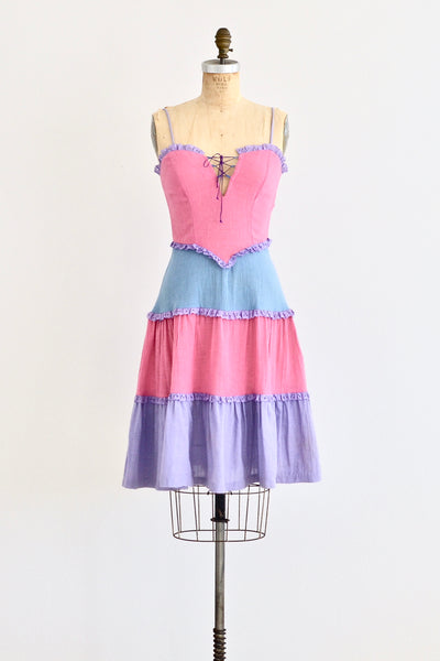 70s Sorbet Colorblock Dress - Pickled Vintage