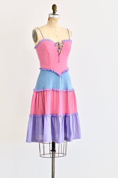 70s Sorbet Colorblock Dress - Pickled Vintage